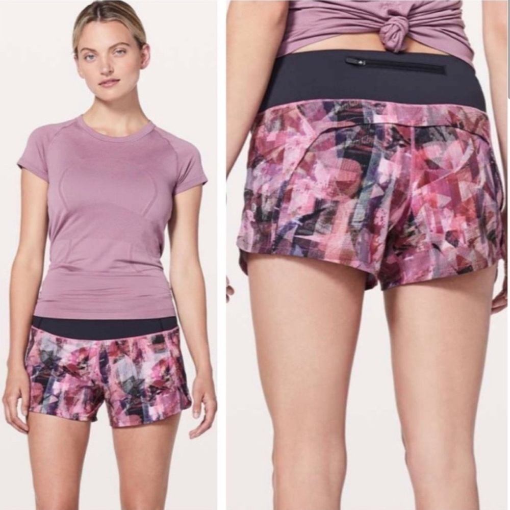 Lululemon Run Times Shorts 4” Sun Dazed Multi Pink Lined Shorts 4